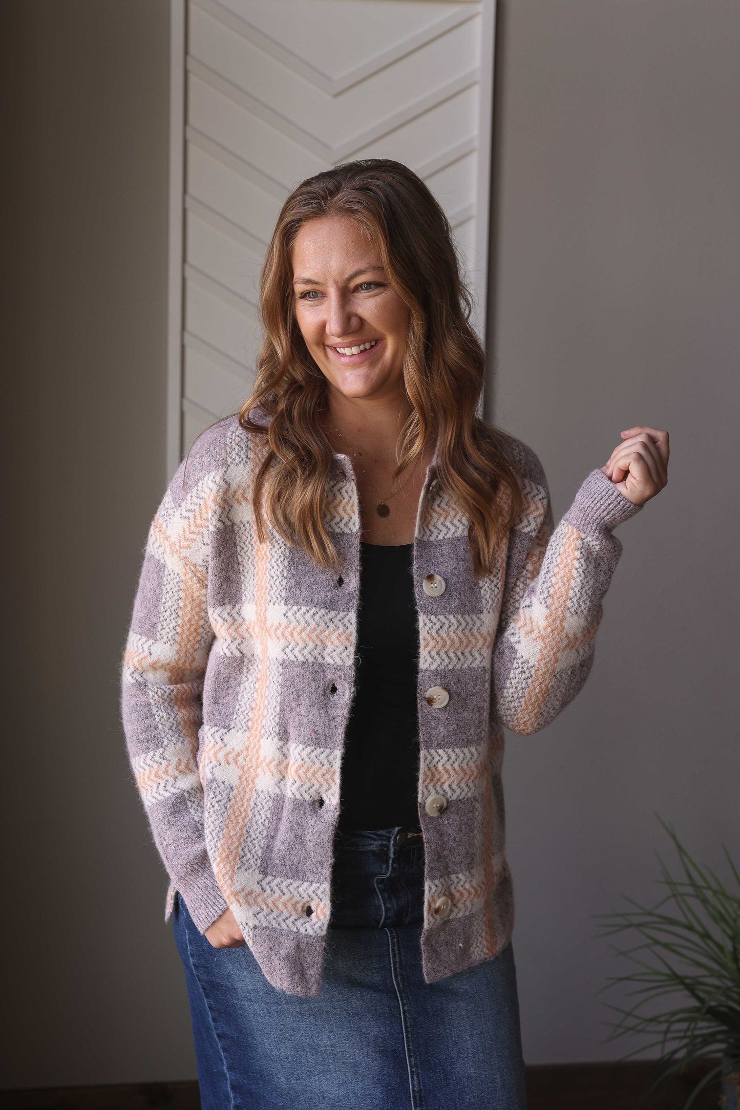 Stay stylish and cozy all day long with our Blue Plaid Cozy Button Up Cardigan. Its cute plaid design, complete with buttons, pockets, and a collar, will keep you looking and feeling great whether you're at work, on a coffee date, or just relaxing at home. The perfect addition to any outfit! Classy  Closet online women's boutique for modest fashion and trendy affordable tops!