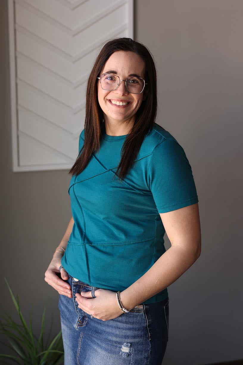 Bring some fun to your wardrobe with our Blue Sapphire Toothpick Stripe Top. With a t-shirt comfort and abstract line details, this top is perfect for any occasion - from a day at home or work to a coffee date and beyond. Effortlessly stylish and comfortable, you'll love wearing this top wherever you go. Classy Closet online women's boutique clothing for everyday chic outfits and tops for women, modest fashion with hard to find denim skirts. hull iowa