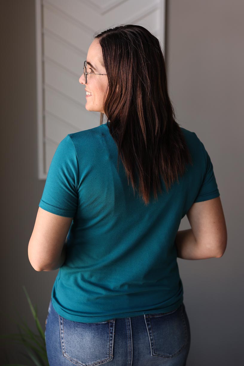 Blue Sapphire Toothpick Stripe Top; S-2XL PLUS