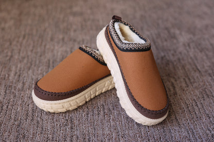 Coffee Contrast Stitch Faux Suede Clog Shoe