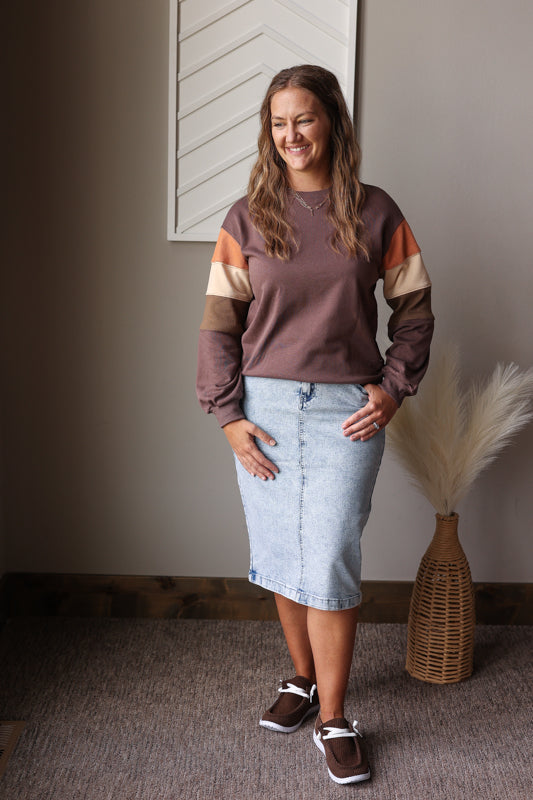 Dark Khaki Colorblock Sweatshirt