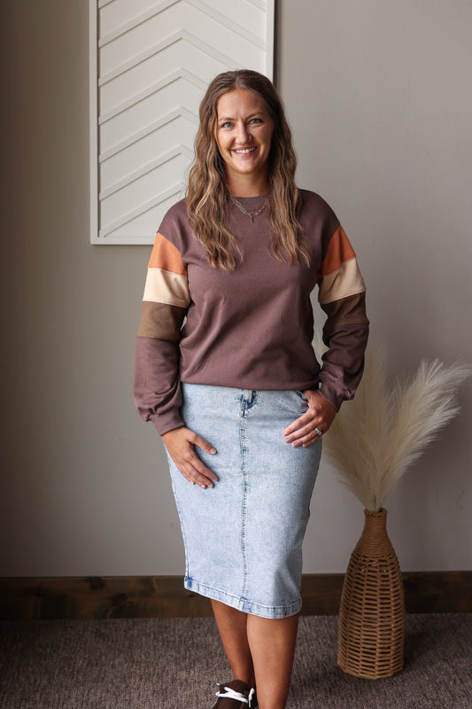 Dark Khaki Colorblock Sweatshirt