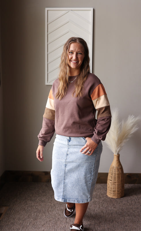 Dark Khaki Colorblock Sweatshirt