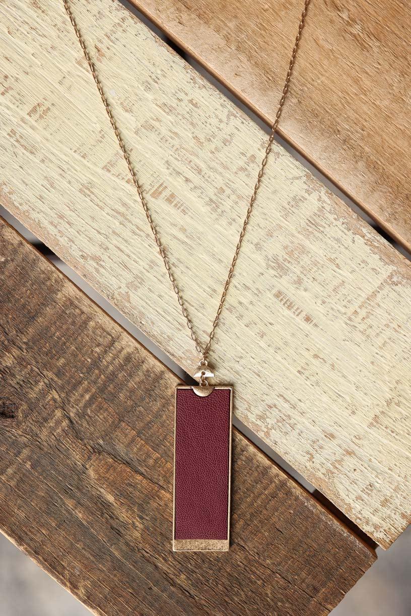 Maroon Rectangle Long Burgundy Rectangle Long Necklace Classy Closet Online Modest Boutique ...