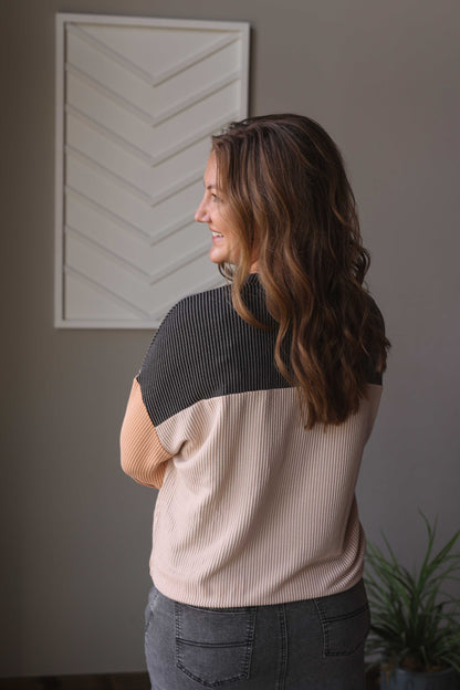 Black Colorblock Top