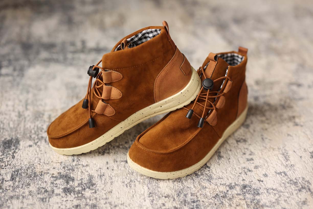 Camel Faux Suede Lace Up Shoes will be your favorite to slip on with all your casual, everyday winter outfits! Classy Closet Online Boutique for WOmen's Modest Fashion Iowa