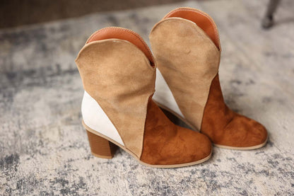 Chestnut Colorblock Suede Ankle Boot