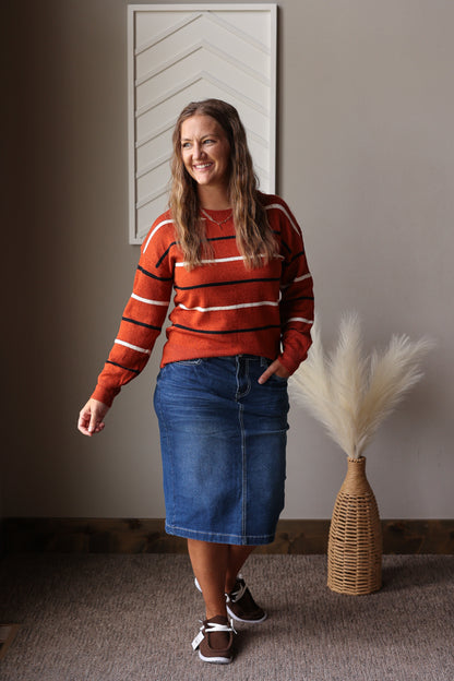 Coffee Multi Stripe Sweater