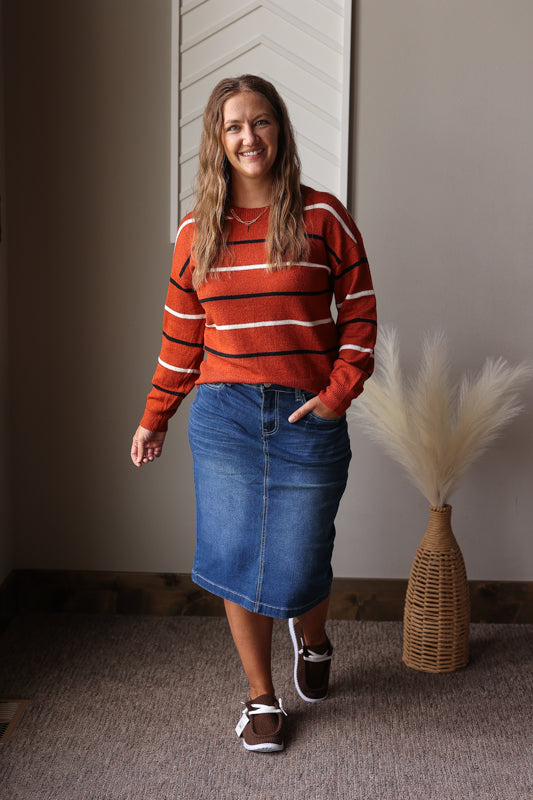 Coffee Multi Stripe Sweater