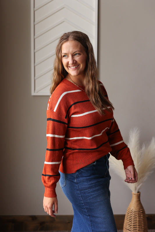 Coffee Multi Stripe Sweater