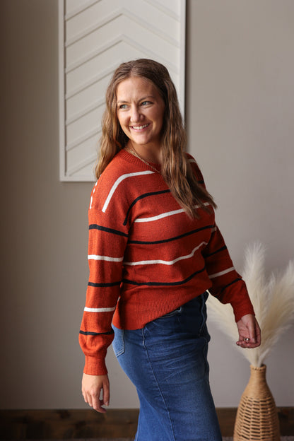 Coffee Multi Stripe Sweater