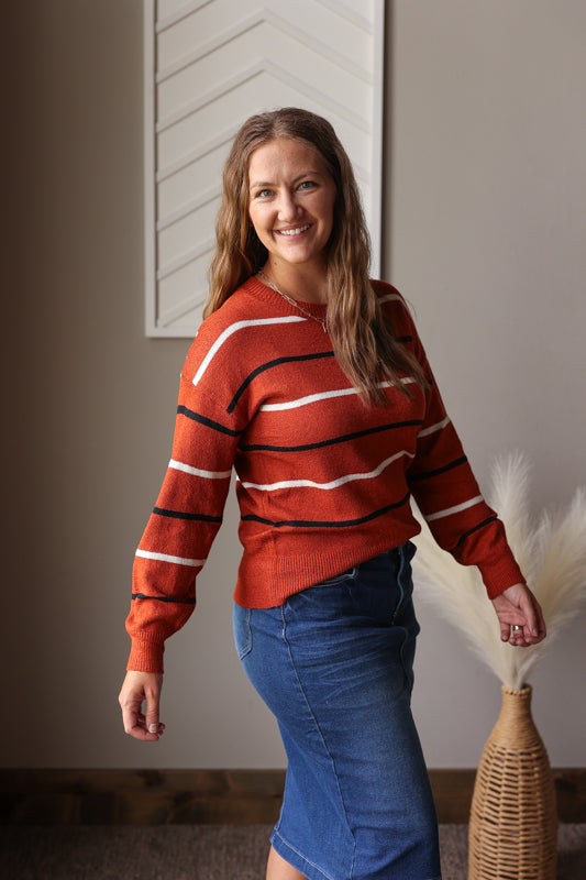 Coffee Multi Stripe Sweater