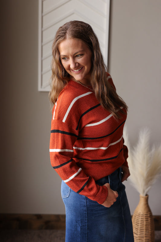 Coffee Multi Stripe Sweater