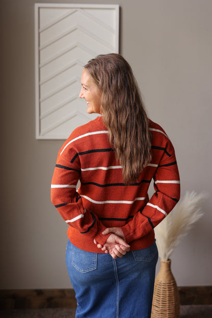 Coffee Multi Stripe Sweater