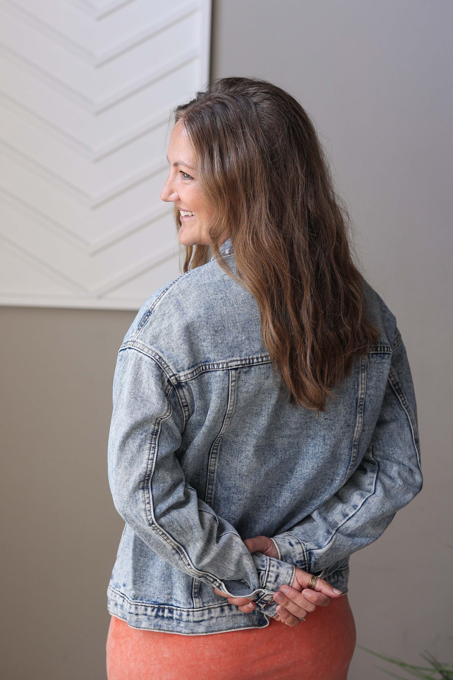 Blue Vintage Washed Denim Jacket; S-2XL PLUS