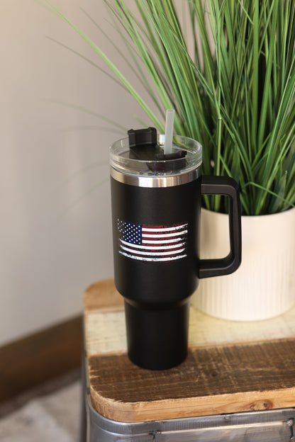 40oz Black Red American Flag Stainless Cup - Gift Ideas for Him 2023 at Classy Closet Online Boutique for Modest Clothing