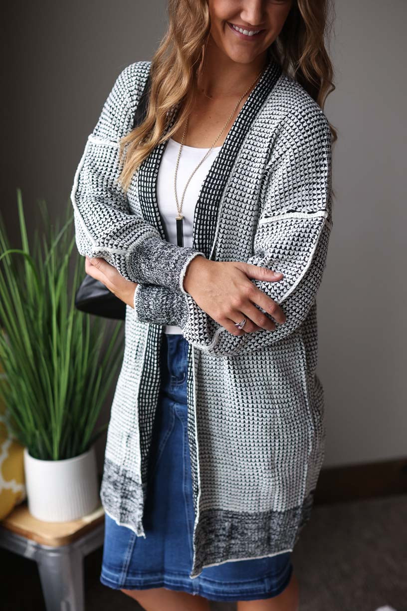 Grey Black Long Cardigan is the perfect addition to your wardrobe this season. With sizes ranging from S-2XL PLUS for fall winter fashion outfits at Classy Closet Online Women's Boutique