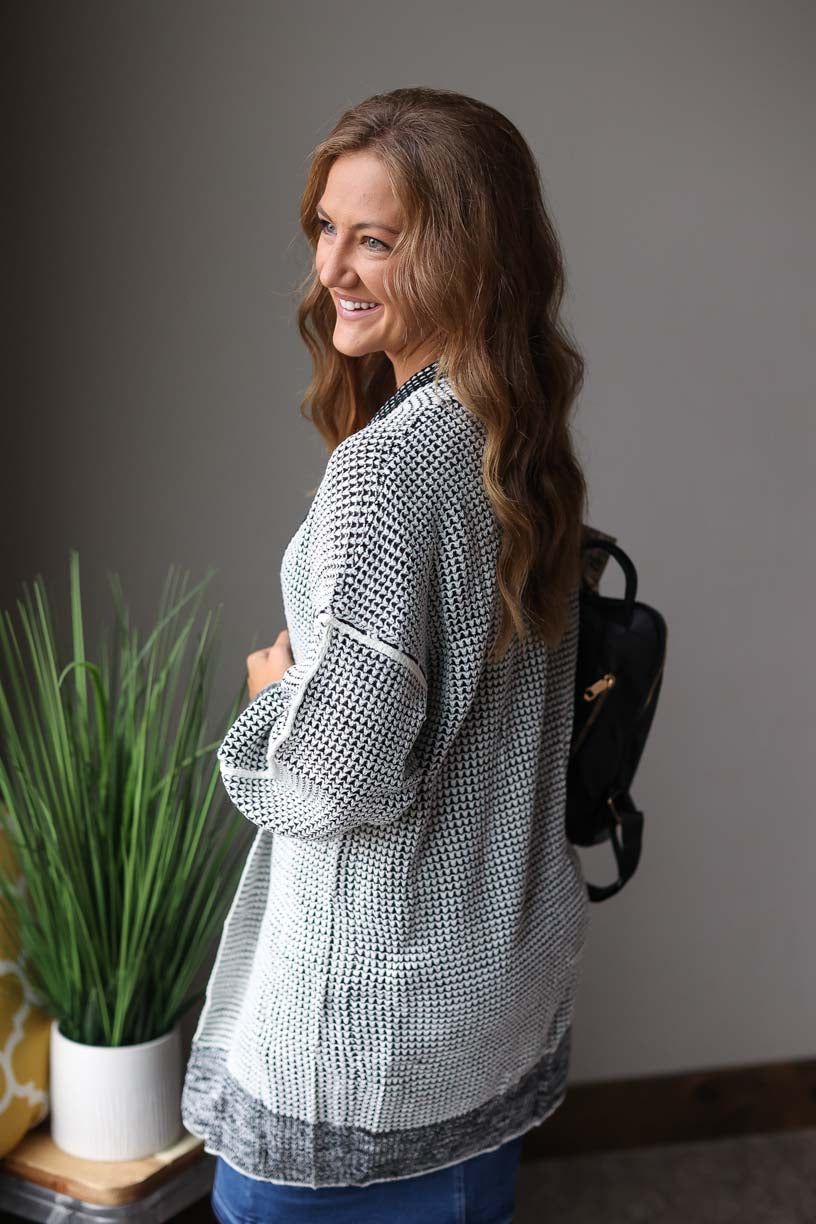 Grey Black Long Cardigan is the perfect addition to your wardrobe this season. With sizes ranging from S-2XL PLUS for fall winter fashion outfits at Classy Closet Online Women's Boutique