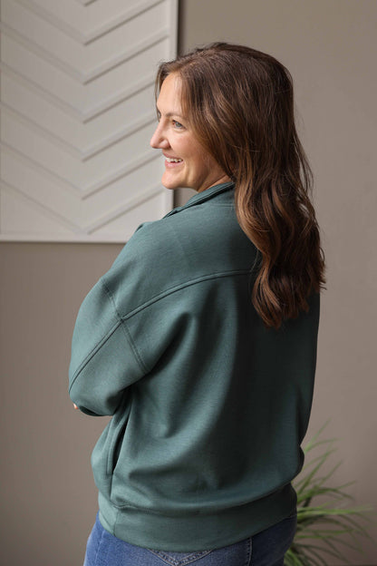 Jade Scuba Quarter Zip Pullover Sweatshirt