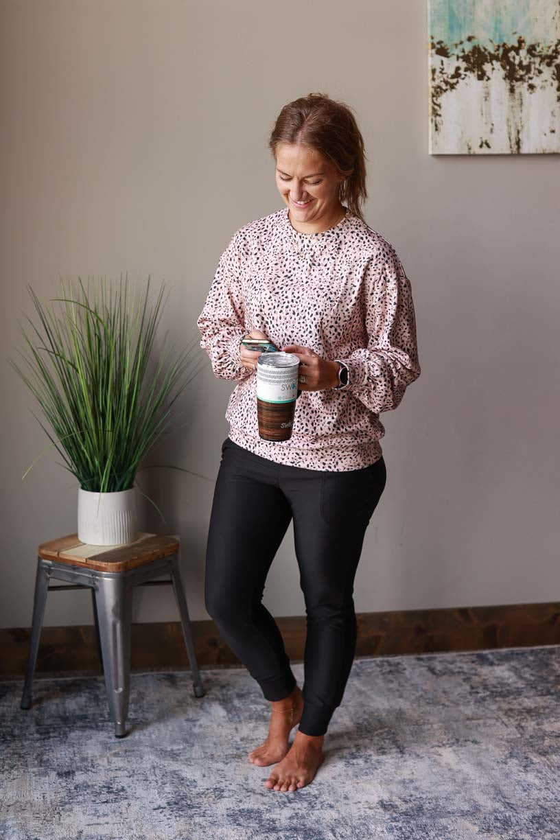 Leopard Crewneck Sweatshirt Long Sleeve Top | Cute, Comfy, Casual Style for Modest Fashion at Classy Closet an ONline Women's Boutique for Moms