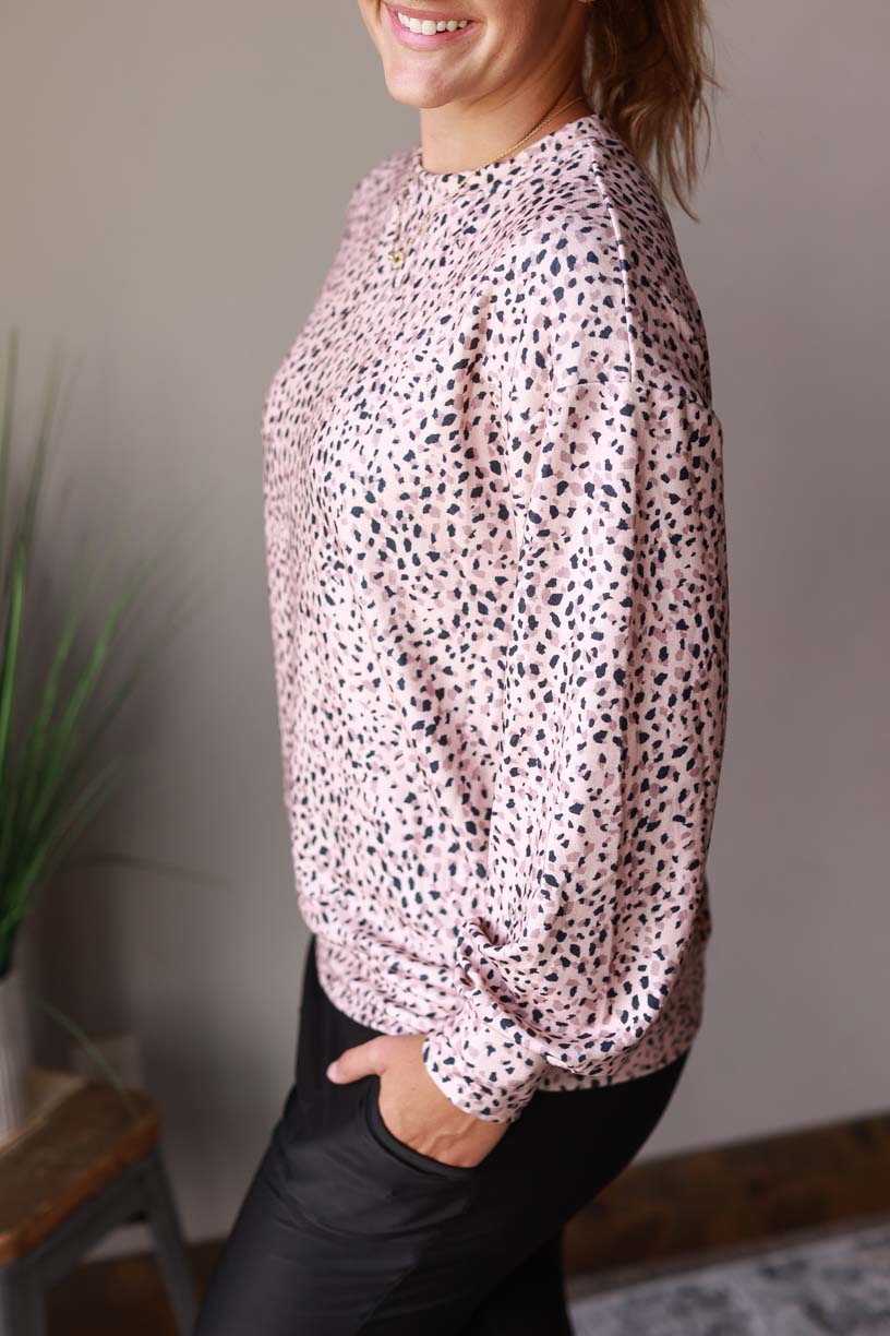 Leopard Crewneck Sweatshirt Long Sleeve Top | Cute, Comfy, Casual Style for Modest Fashion at Classy Closet an ONline Women's Boutique for Moms