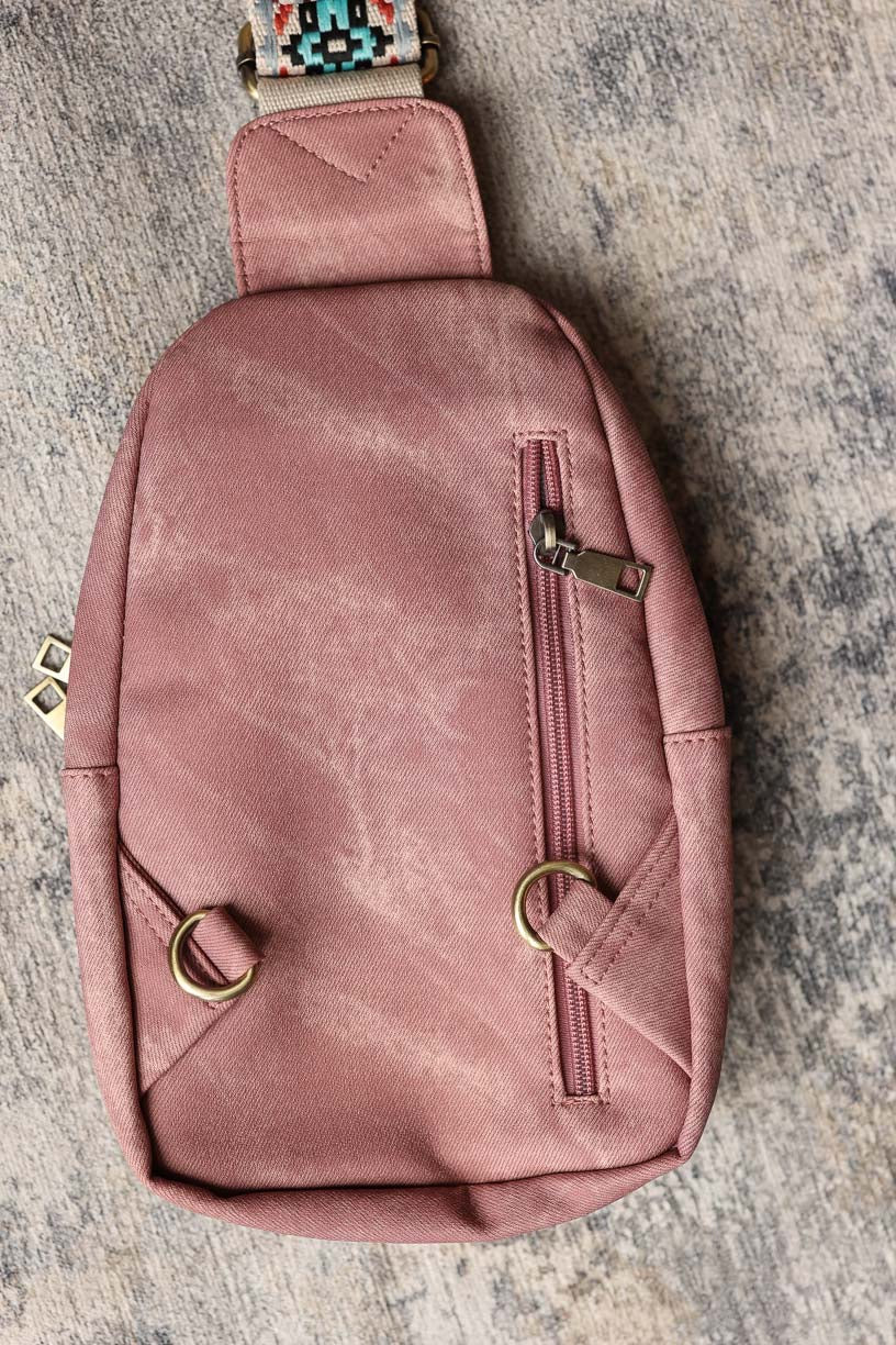 Rose Tan Vintage Crossbody Bag