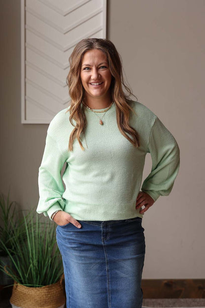 Lime Corded Ribbed Top