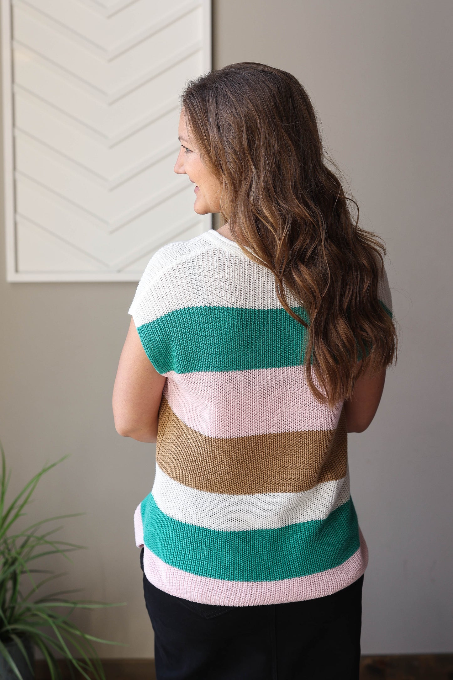 Multicolor Colorblock V-Neck Sweater