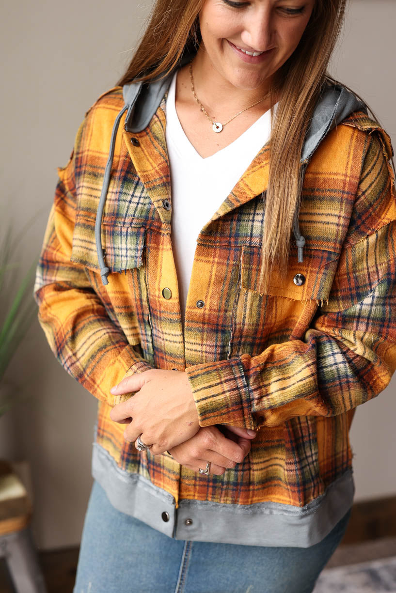 Feel cozy and stylish with the Pumpkin Patch Plaid Fray Jacket! This unique jacket is the perfect way to show off your trendy, edgy style with its mixed casual vibe. Fall Outfits at Classy Closet Women's Boutique Near Me