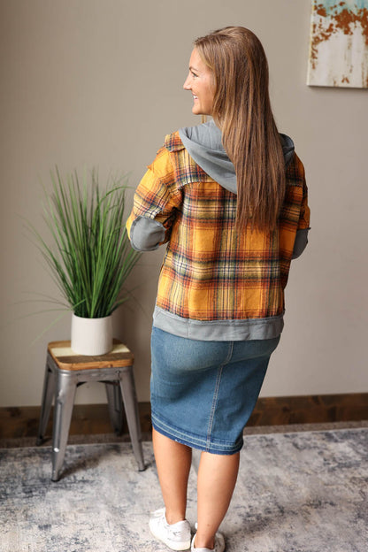 Feel cozy and stylish with the Pumpkin Patch Plaid Fray Jacket! This unique jacket is the perfect way to show off your trendy, edgy style with its mixed casual vibe. Fall Outfits at Classy Closet Women's Boutique Near Me
