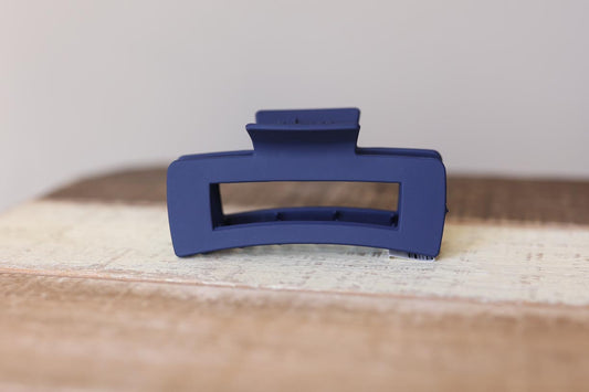 Rectangle Hair Claw Clip, 4 inch, Navy