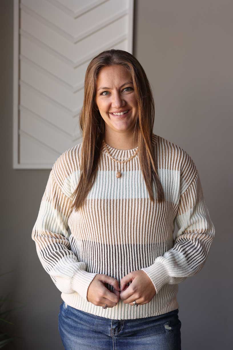 Neutral Colorblock Textured Sweater: Lg