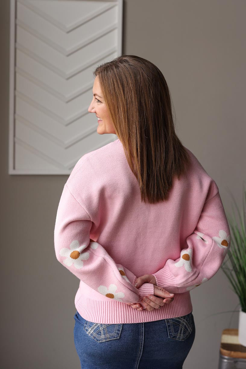 Pink Floral Sweater • L, XL, 2XL PLUS