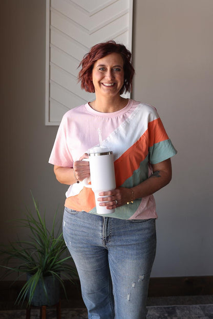 Pastel Colorblock Crewneck Top