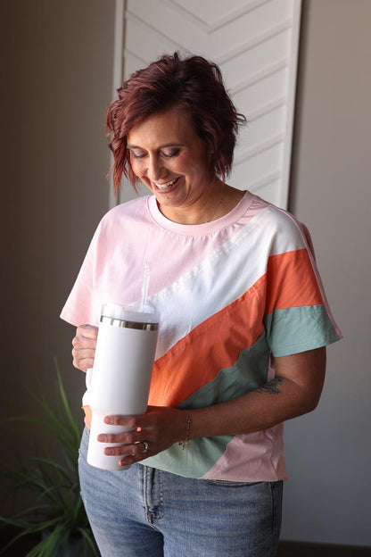 Pastel Colorblock Crewneck Top