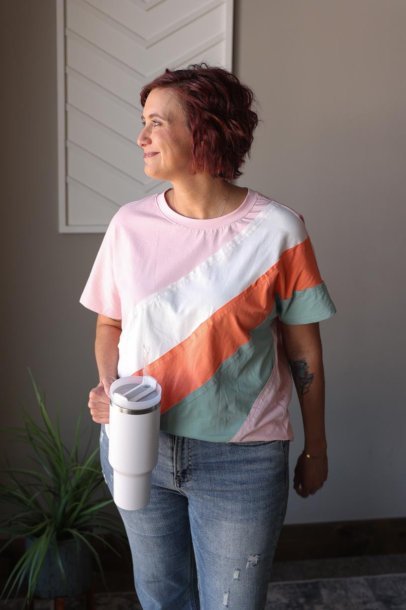 Pastel Colorblock Crewneck Top