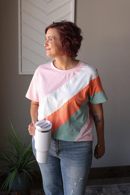 Pastel Colorblock Crewneck Top