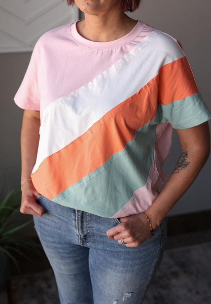 Pastel Colorblock Crewneck Top