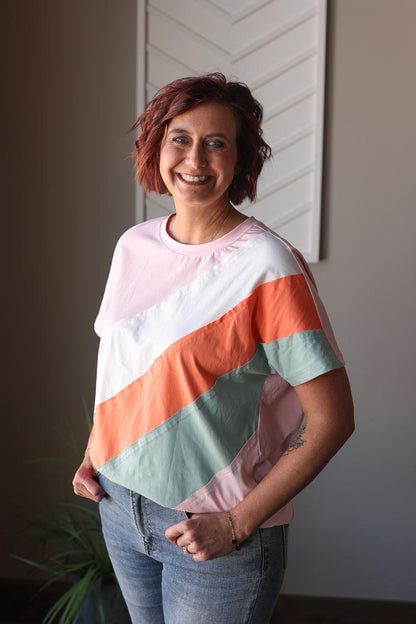 Pastel Colorblock Crewneck Top