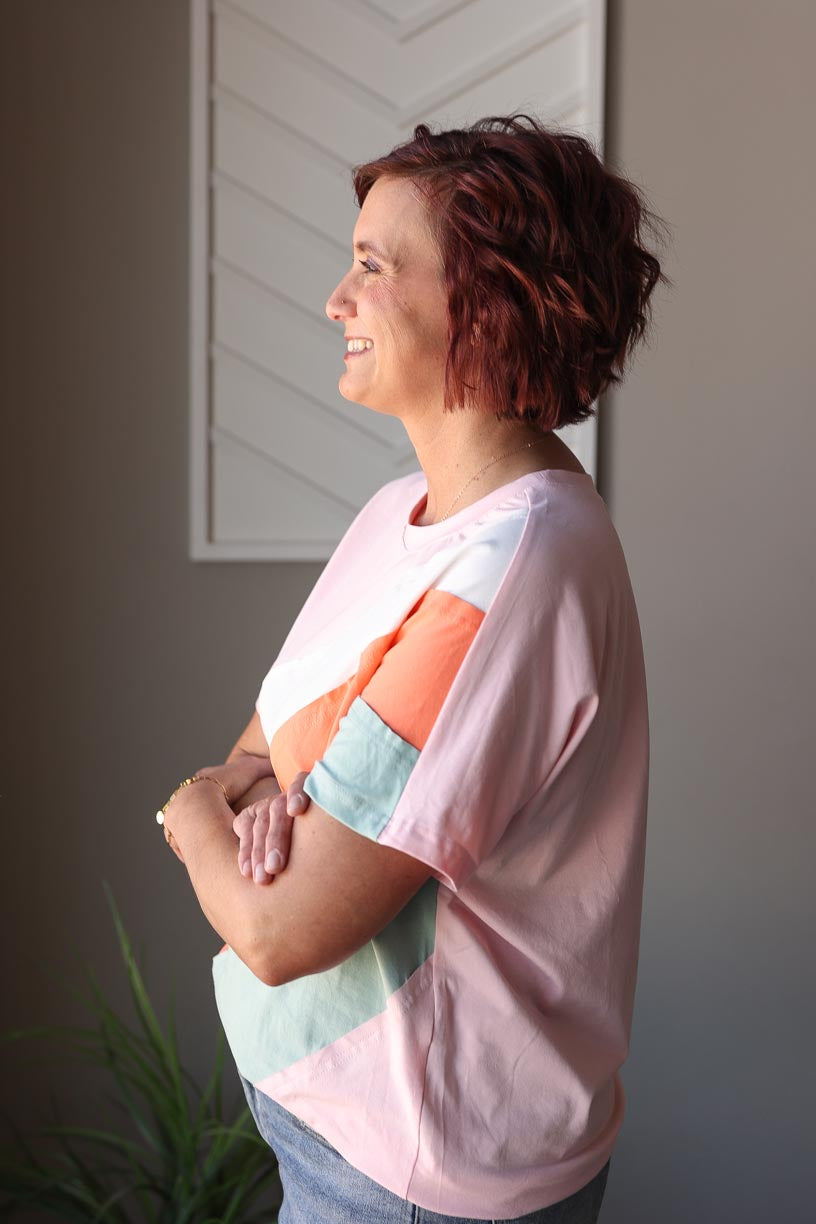 Pastel Colorblock Crewneck Top