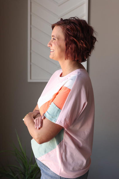 Pastel Colorblock Crewneck Top