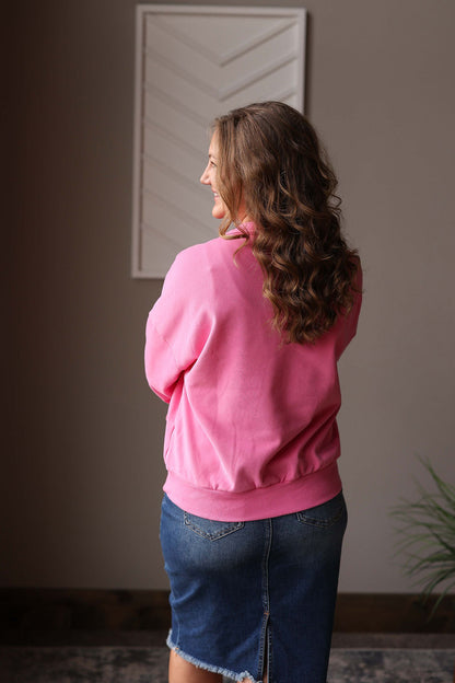 Bonbon Quarter Zip Kangaroo Pocket Sweatshirt, S-2XL PLUS