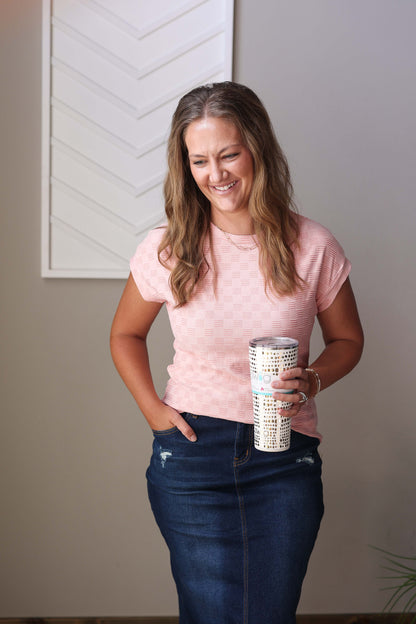 Mauve Checkered Textured Top