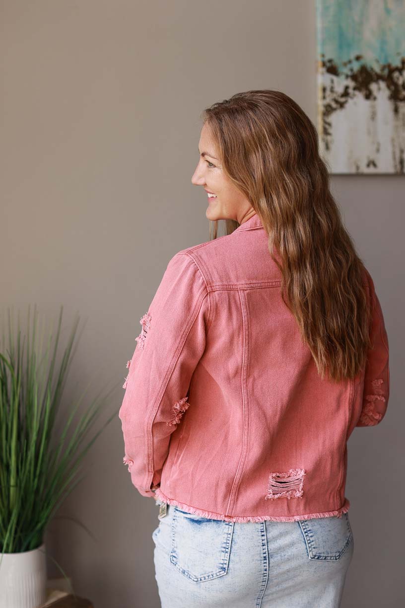 Agnes Orinda Women's Plus Size Outerwear Button Front Washed Denim Jean  Jacket Hot Pink 3x : Target