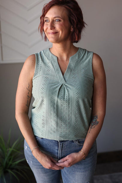 Mist Green V-Neck Tank Top