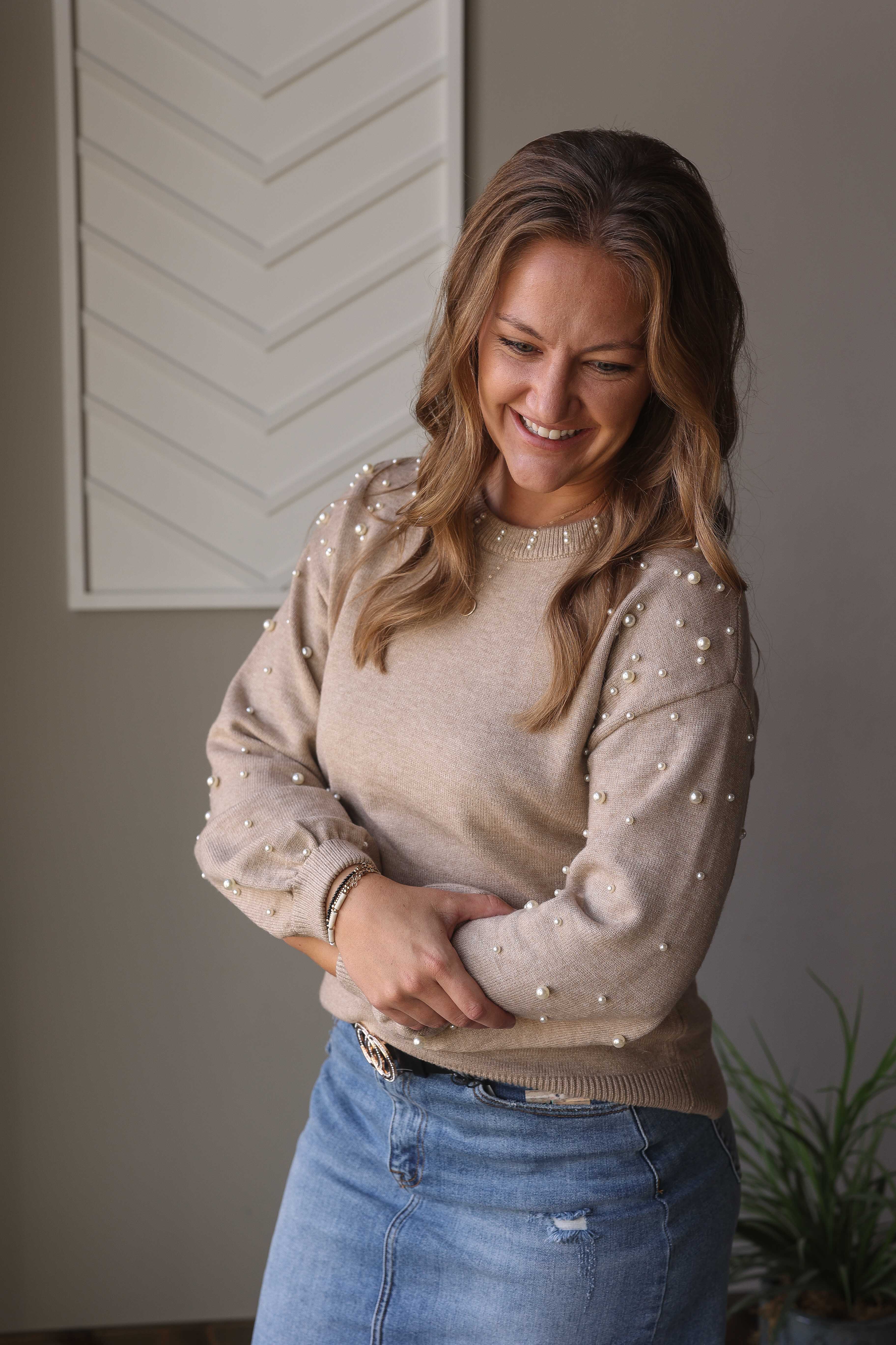 Pearl accent sweater online