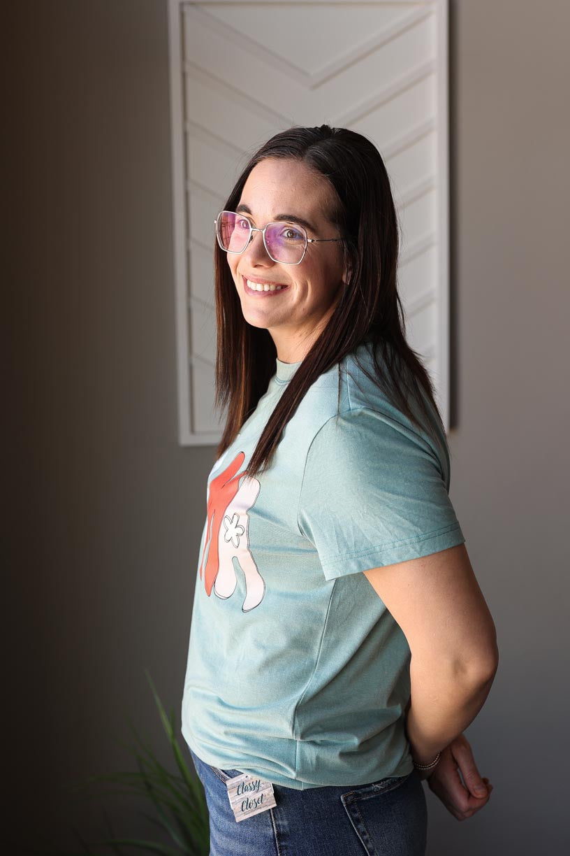 Teal "Mama" Mineral Wash Tee