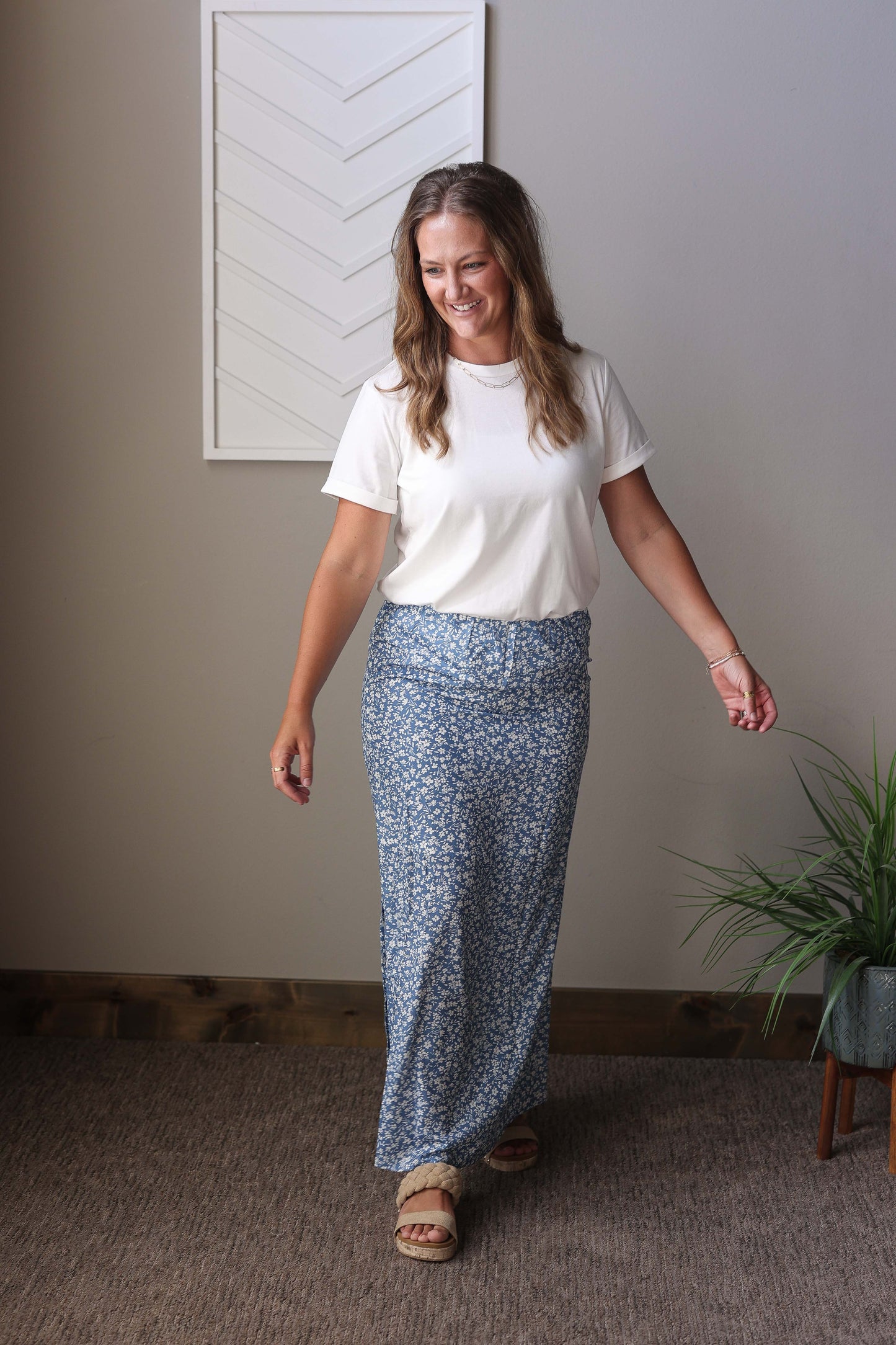 Sky Blue Boho Maxi Skirt