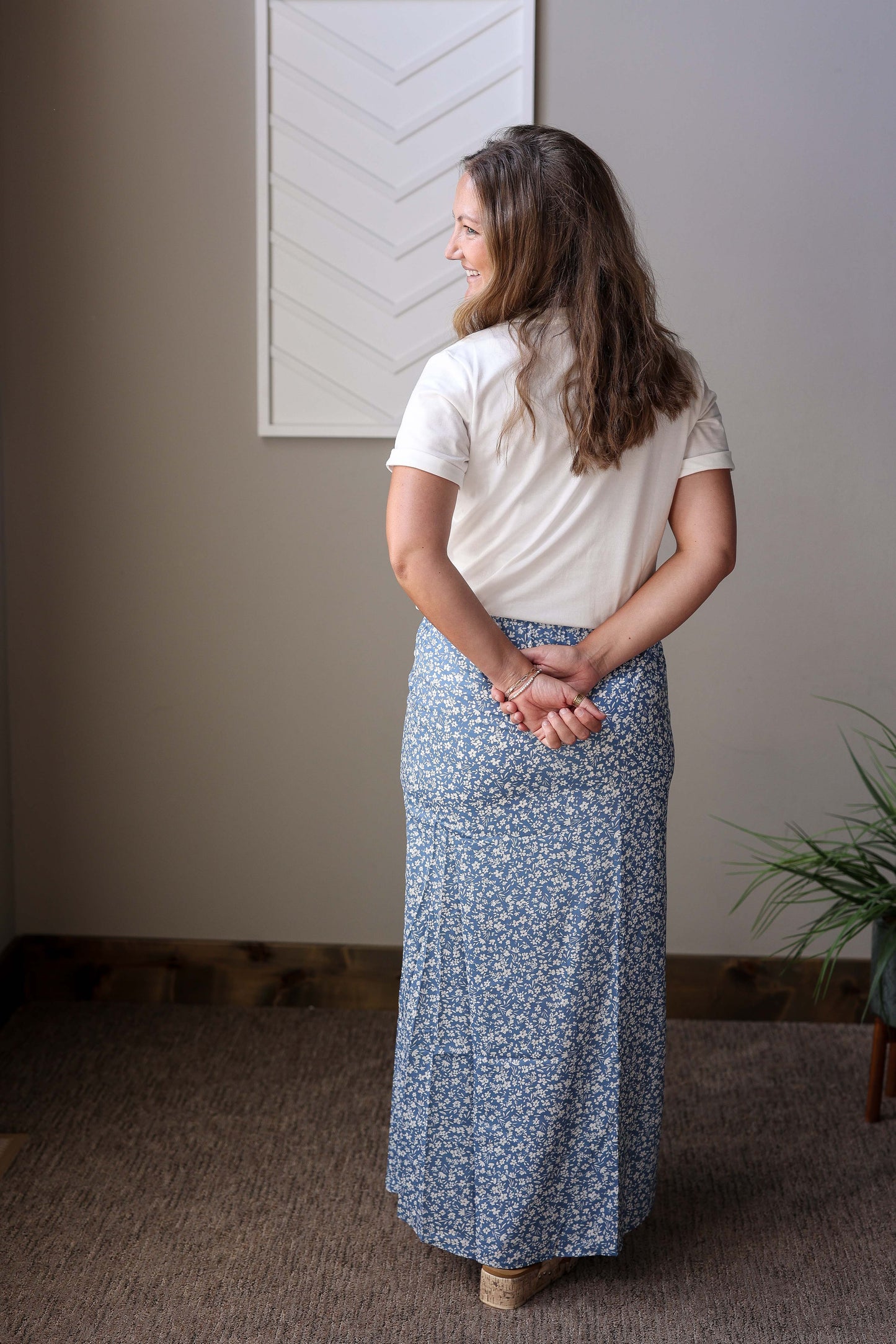 Sky Blue Boho Maxi Skirt