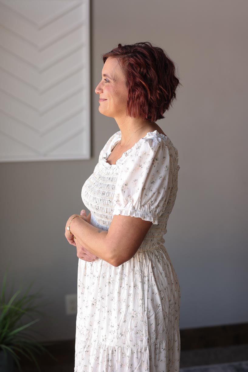 White Floral Smocked Tiered Maxi Dress